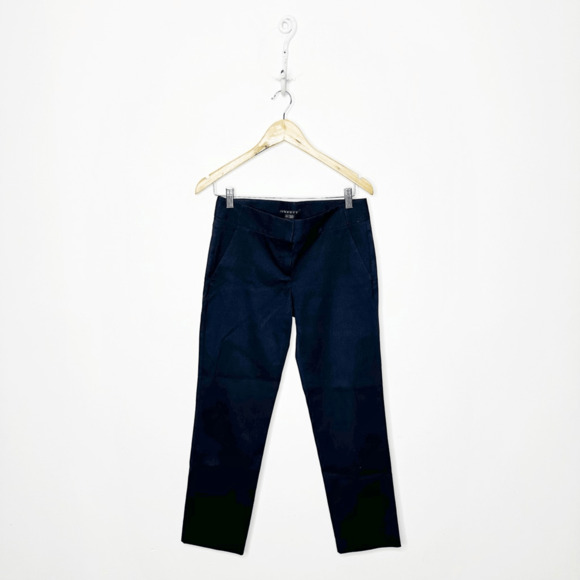 THEORY SEVERINE Crop Trouser Pants NAVY blue stretch career womens size us 4 - Picture 1 of 8